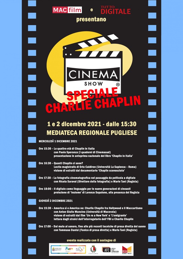 “CINEMA SHOW 2021” - edizione speciale dedicata a Charlie Chaplin - 1 e 2 dicembre 2021