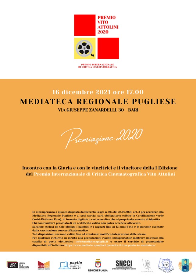 “Premio Internazionale di Critica Cinematografica Vito Attolini” - I Edizione - 16 dicembre 2021