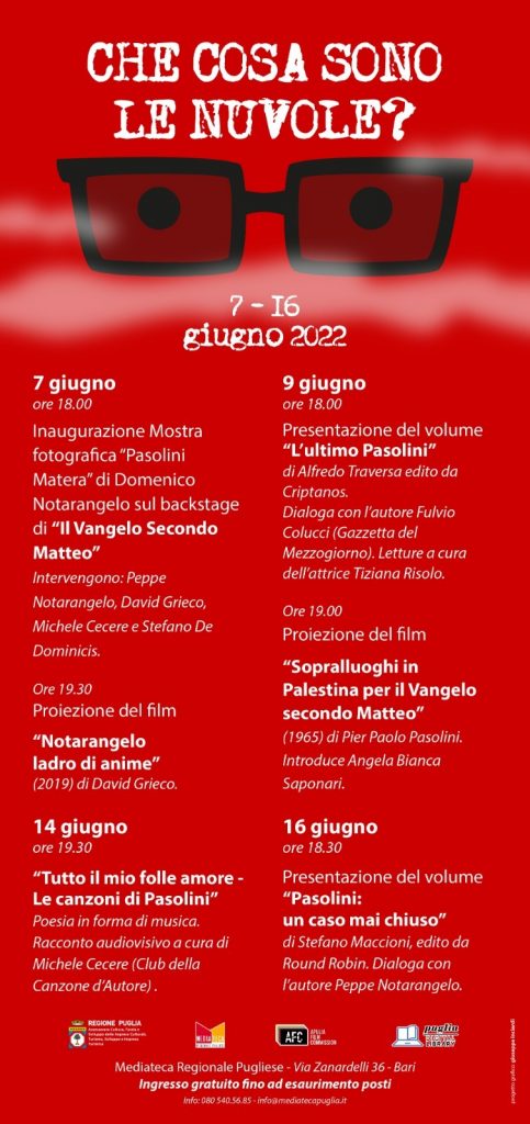 "Che cosa sono le nuvole?" - 7 - 16 giugno 2022 (appuntamenti in occasione del centenario di Pier Paolo Pasolini)