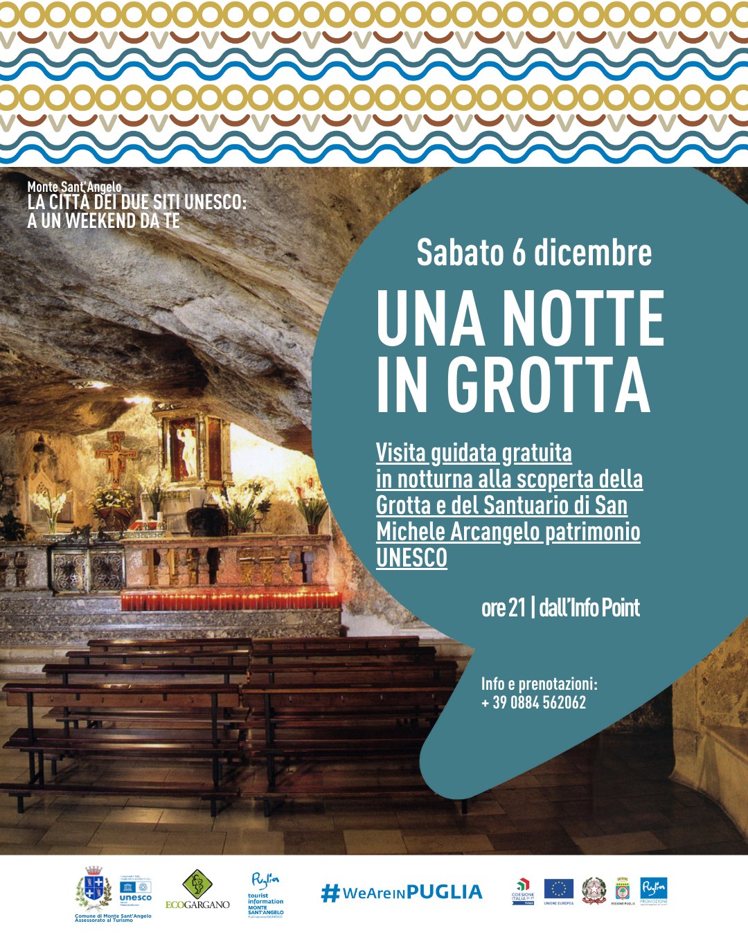 "LA CITTÀ DEI DUE SITI UNESCO, A UN WEEKEND DA TE": SABATO 6 DICEMBRE "UNA NOTTE IN GROTTA"