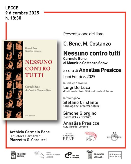NESSUNO CONTRO TUTTI. CARMELO BENE AL MAURIZIO COSTANZO SHOW