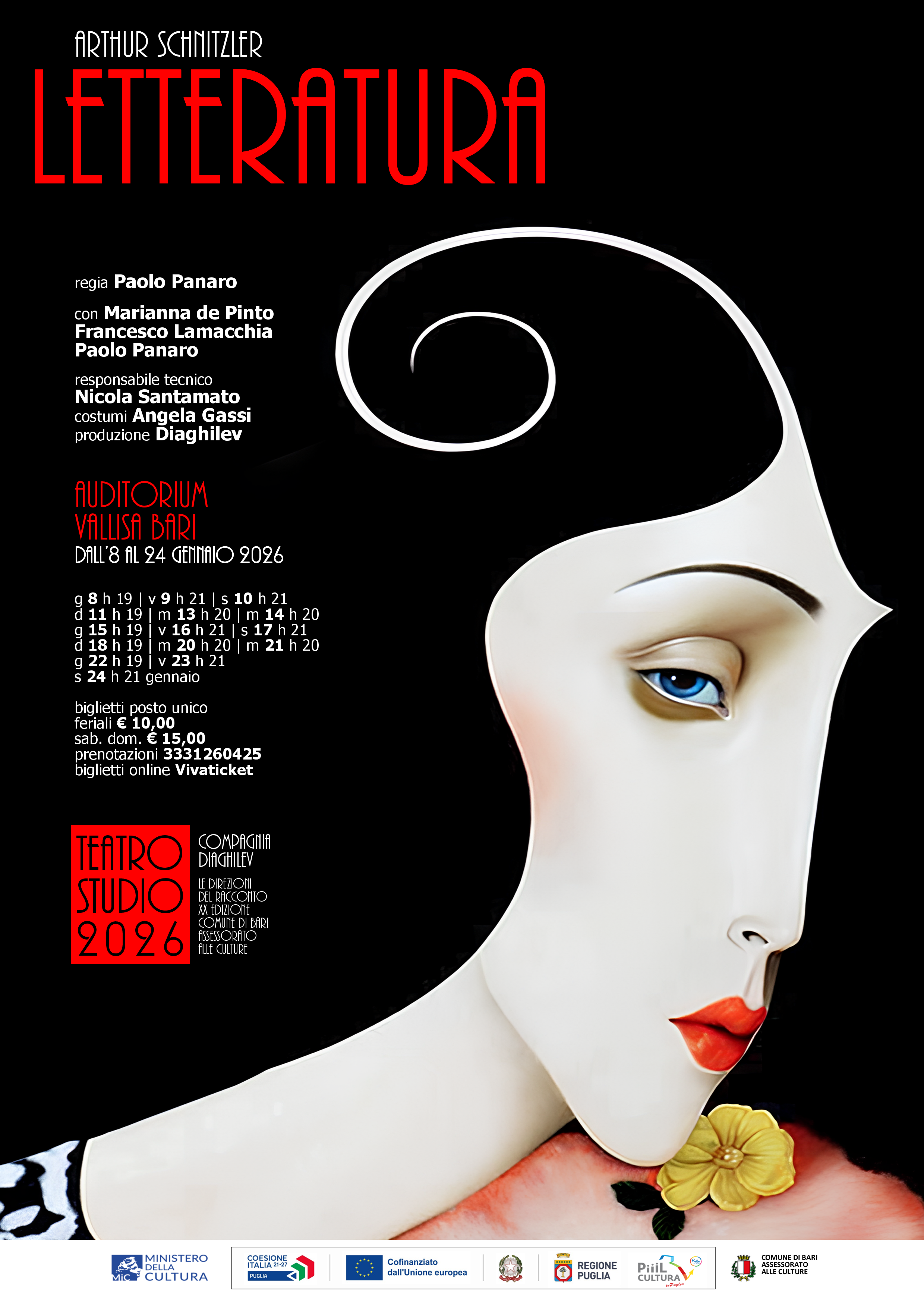 LETTERATURA di Arthur Schnitzler regia di Paolo Panaro con Marianna de Pinto, Francesco Lamacchia, Paolo Panaro. Produzione Diaghilev