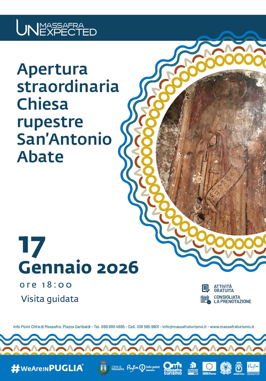 Apertura straordinaria chiesa rupestre di Sant'Antonio Abate