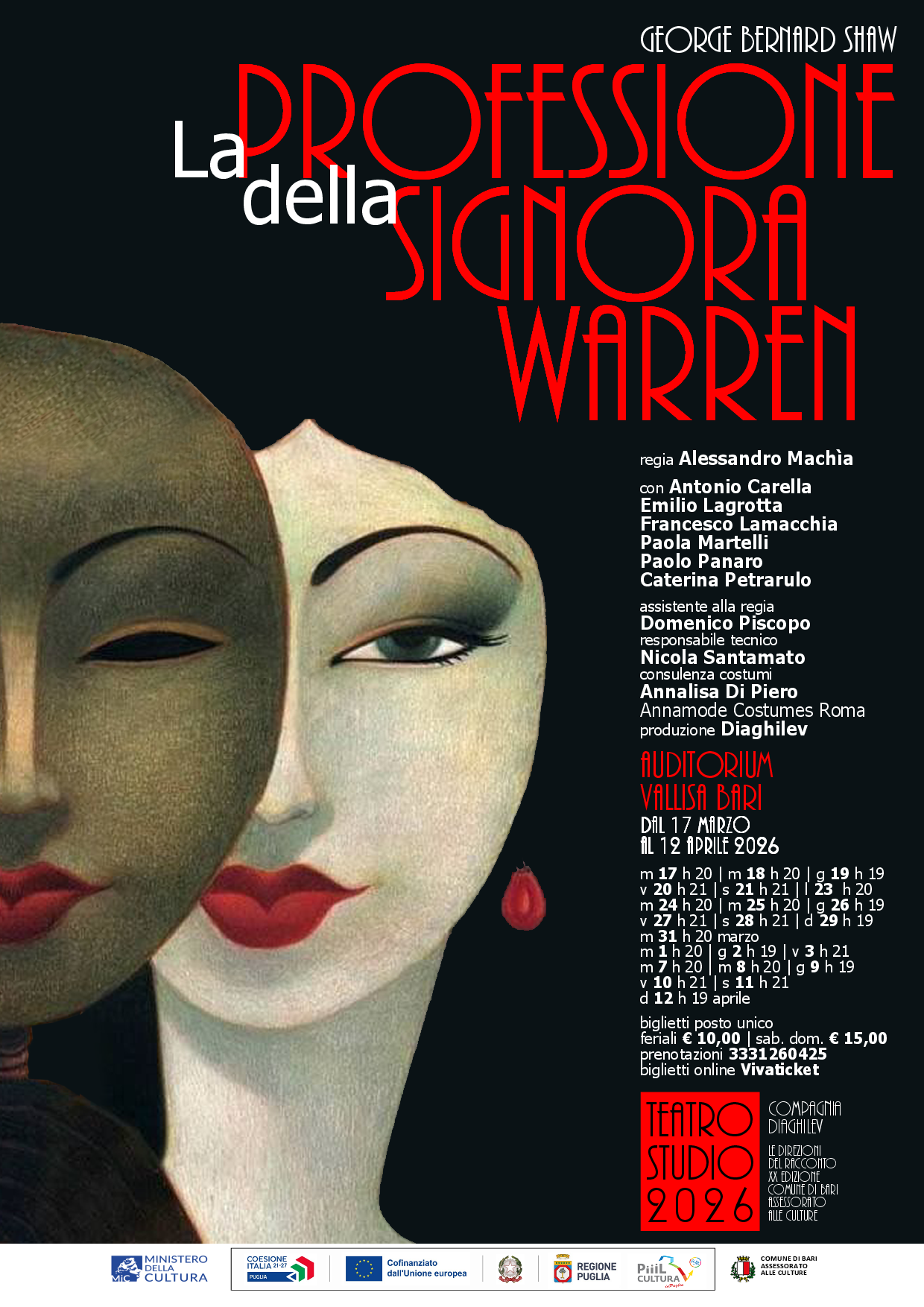 LA PROFESSIONE DELLA SIGNORA WARREN di George Bernard Shaw, regia di Alessandro Machìa, produzione Diaghilev