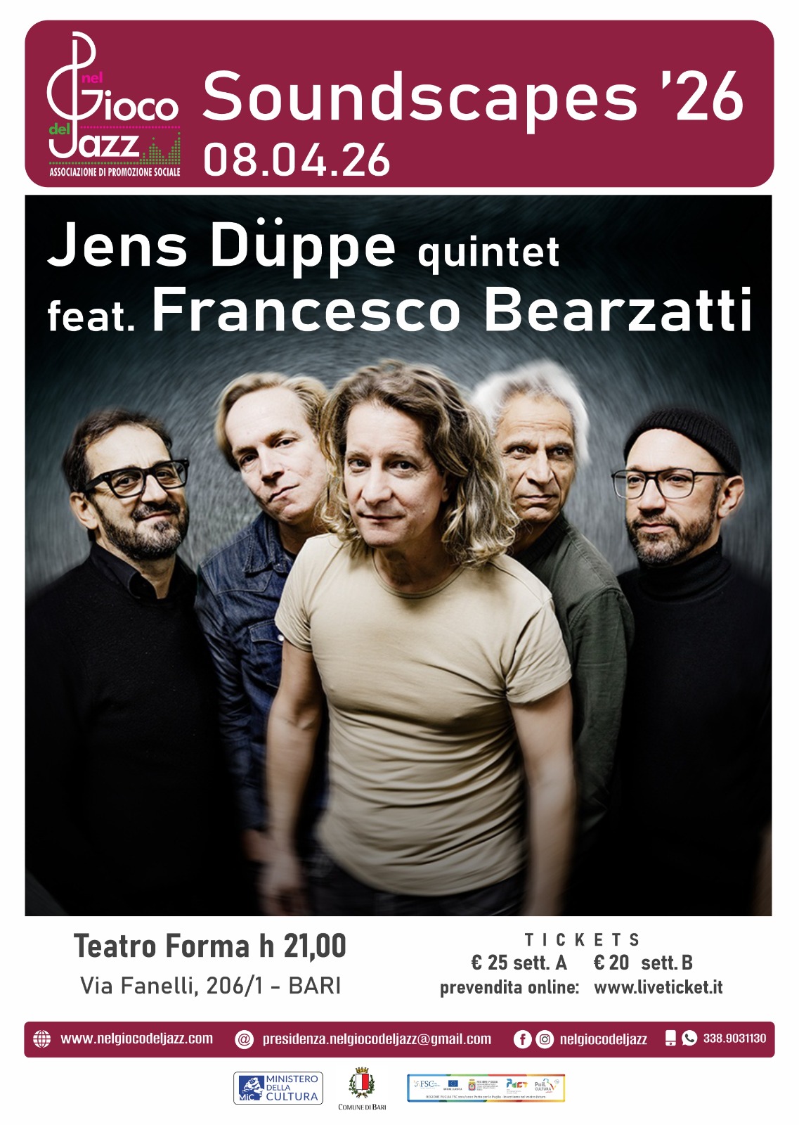 Jens Duppe quintet feat Francesco Bearzatti
