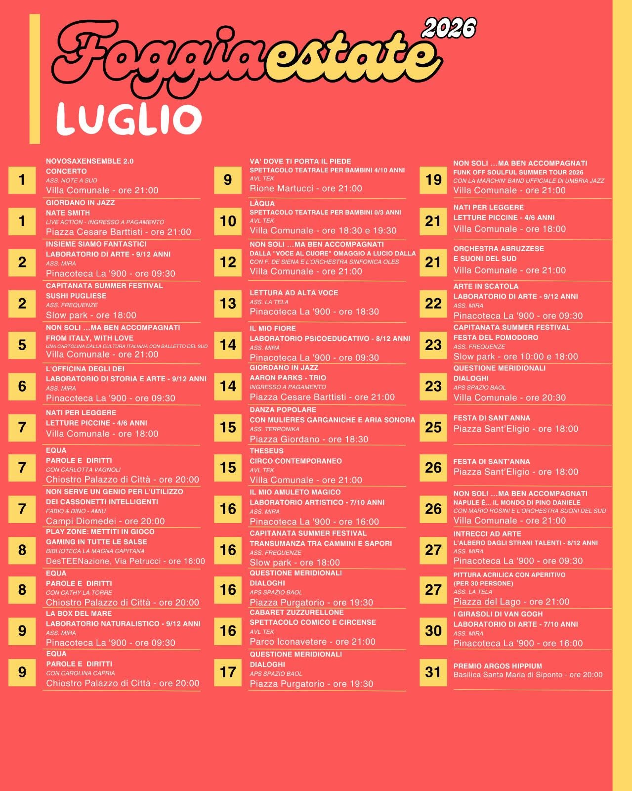 Letture piccine. Foggia Estate - Luglio
