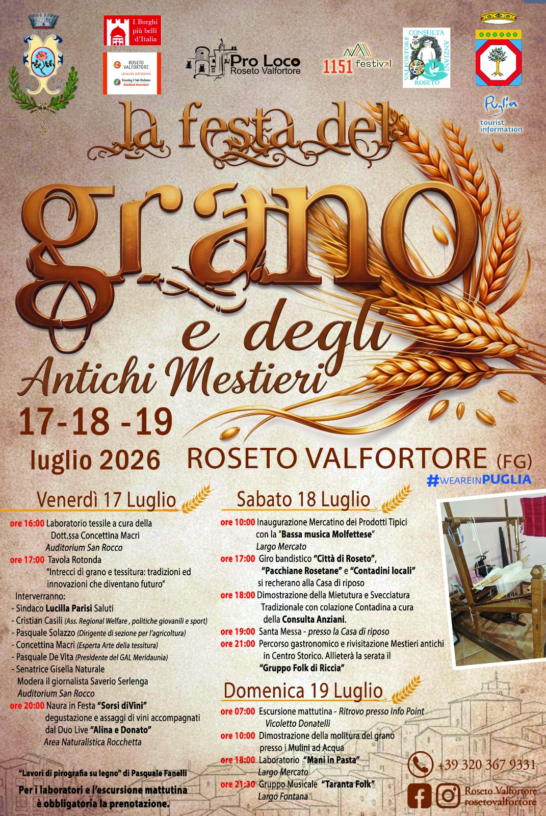 Roseto Valfortore si veste d'oro: torna la Festa del Grano e degli Antichi Mestieri