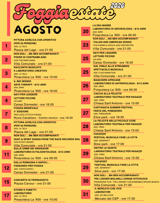 Letture piccine. Foggia Estate - Agosto