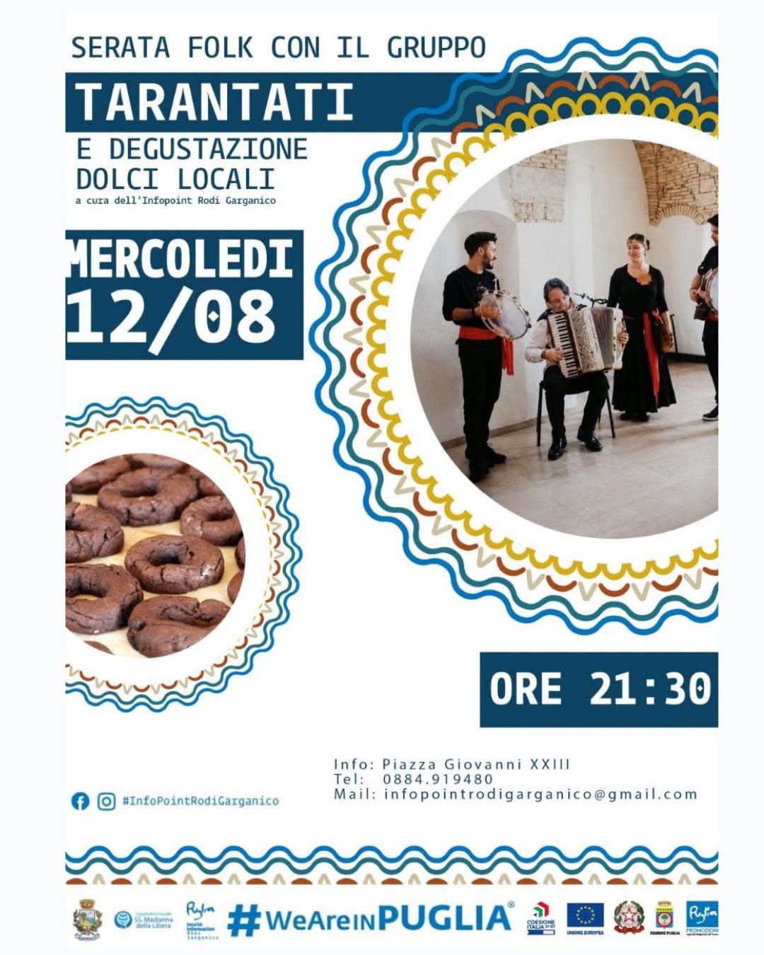 Serata folk con il gruppo Tarantati e degustazione di dolci locali