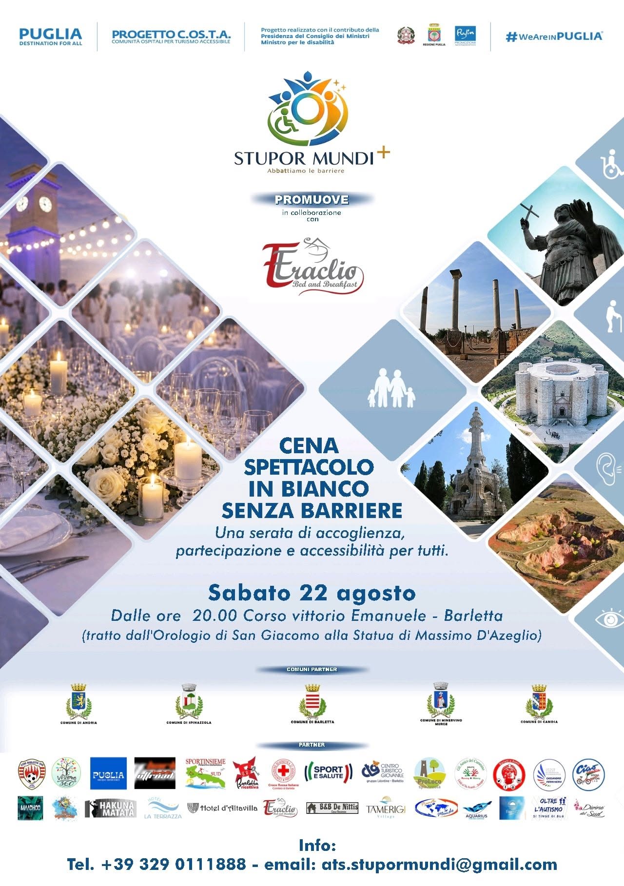 CENA SPETTACOLO IN BIANCO SENZA BARRIERE: UNA SERATA DI ACCOGLIENZA PARTECIPAZIONE E ACCESSIBILITA' PER TUTTI