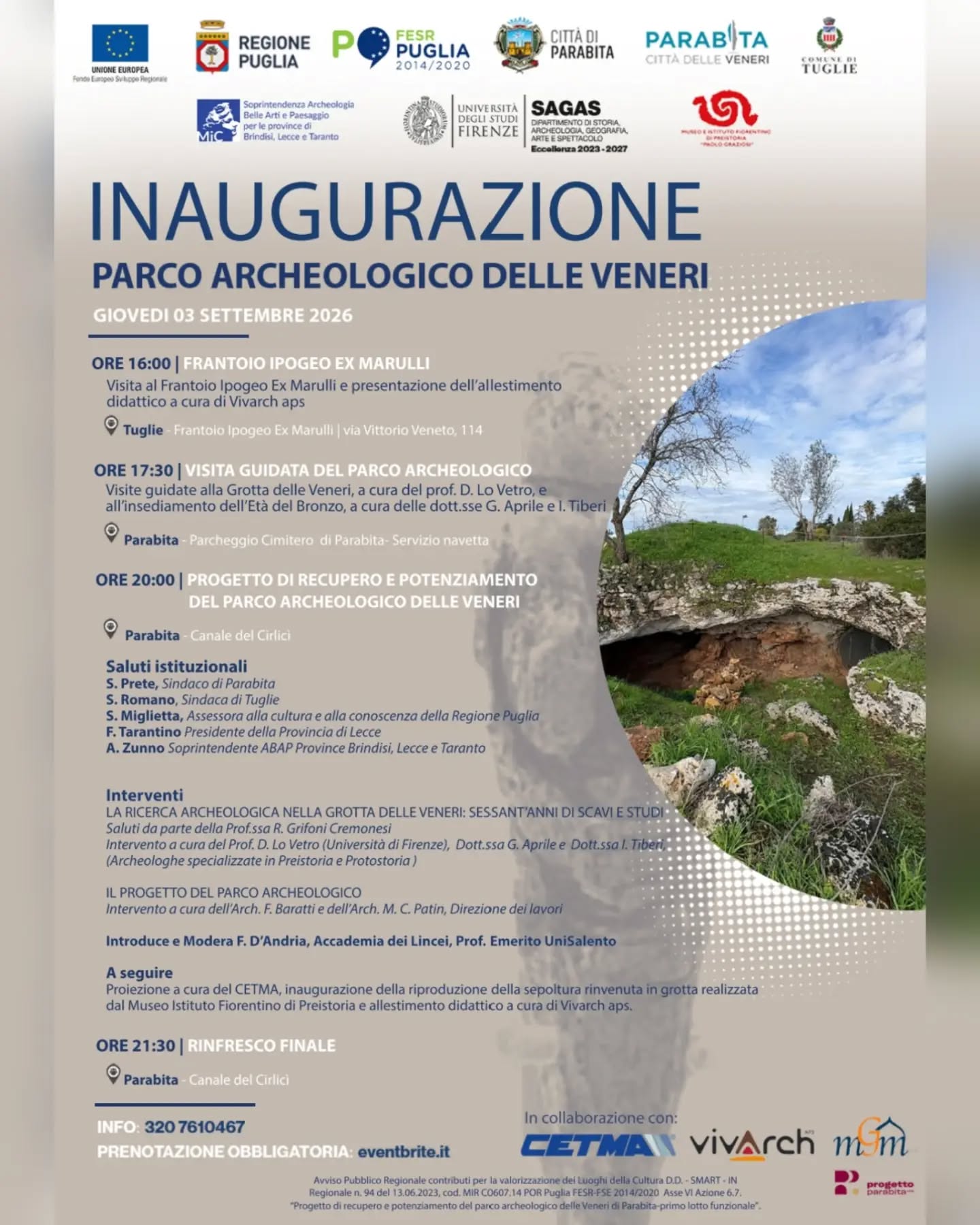 Inaugurazione Parco Archeologico delle Veneri
