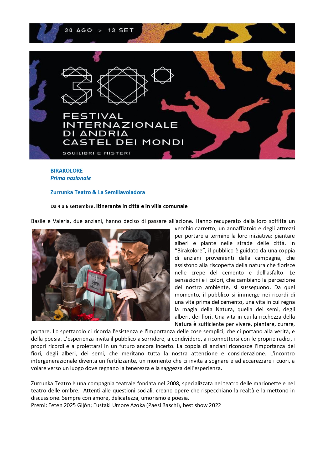 FESTIVAL INTERNAZIONALE DI ANDRIA CASTEL DEI MONDI 2026 "SQUILIBRI E MISTERI"